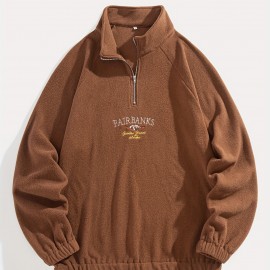 Men's Stylish Loose Pattern Sweatshirt, Casual Breathable Lapel Long Sleeve Zip Up Top For City Walk Street Hanging Outdoor Activities Men's Stylish Loose Pattern Sweatshirt, Casual Breathable Lapel Long Sleeve Zip Up Top For City Walk Street Hanging Outdoor Activities