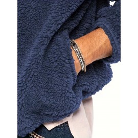 Cool Fluffy Solid For Men, Men's Casual   Polar Fleece Pullover Hooded Sweatshirt With Zipper Streetwear For Winter Fall, As Gifts Cool Fluffy Solid For Men, Men's Casual   Polar Fleece Pullover Hooded Sweatshirt With Zipper Streetwear For Winter Fall, As Gifts