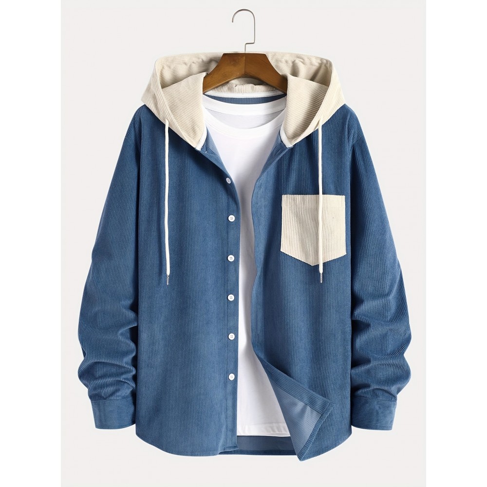 Men's Vintage Style Hooded Corduroy Button Up Jacket Men's Vintage Style Hooded Corduroy Button Up Jacket
