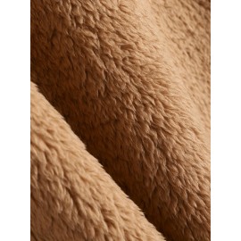 Men's Color Block Fuzzy Bear Pattern Sweatshirt, Half Zip Stand Collar Warm Pullover For Autumn Winter Men's Color Block Fuzzy Bear Pattern Sweatshirt, Half Zip Stand Collar Warm Pullover For Autumn Winter