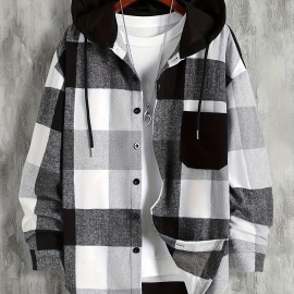 Men's Retro Plaid Hooded Shirt Jacket Men's Retro Plaid Hooded Shirt Jacket