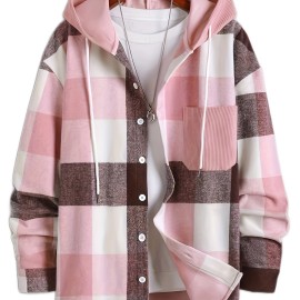 Men's Retro Plaid Hooded Shirt Jacket Men's Retro Plaid Hooded Shirt Jacket