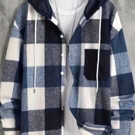 Men's Retro Plaid Hooded Shirt Jacket Men's Retro Plaid Hooded Shirt Jacket