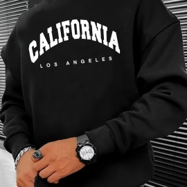 California Print Trendy Sweatshirt, Men's Casual Graphic Design Slightly Stretch Crew Neck Pullover Sweatshirt For Autumn Winter California Print Trendy Sweatshirt, Men's Casual Graphic Design Slightly Stretch Crew Neck Pullover Sweatshirt For Autumn Winter