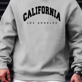 California Print Trendy Sweatshirt, Men's Casual Graphic Design Slightly Stretch Crew Neck Pullover Sweatshirt For Autumn Winter California Print Trendy Sweatshirt, Men's Casual Graphic Design Slightly Stretch Crew Neck Pullover Sweatshirt For Autumn Winter