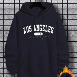 Los Angeles Print Hoodie, Cool Hoodies For Men, Men's Casual Graphic Design Pullover Hooded Sweatshirt With Kangaroo Pocket Streetwear For Winter Fall, As Gifts Los Angeles Print Hoodie, Cool Hoodies For Men, Men's Casual Graphic Design Pullover Hooded Sweatshirt With Kangaroo Pocket Streetwear For Winter Fall, As Gifts