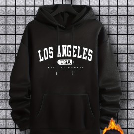Los Angeles Print Hoodie, Cool Hoodies For Men, Men's Casual Graphic Design Pullover Hooded Sweatshirt With Kangaroo Pocket Streetwear For Winter Fall, As Gifts Los Angeles Print Hoodie, Cool Hoodies For Men, Men's Casual Graphic Design Pullover Hooded Sweatshirt With Kangaroo Pocket Streetwear For Winter Fall, As Gifts