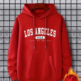 Los Angeles Print Hoodie, Cool Hoodies For Men, Men's Casual Graphic Design Pullover Hooded Sweatshirt With Kangaroo Pocket Streetwear For Winter Fall, As Gifts Los Angeles Print Hoodie, Cool Hoodies For Men, Men's Casual Graphic Design Pullover Hooded Sweatshirt With Kangaroo Pocket Streetwear For Winter Fall, As Gifts