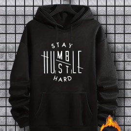 Stay Humble & Hustle Print Hoodie, Cool Hoodies For Men, Men's Casual Graphic Design Pullover Hooded Sweatshirt With Kangaroo Pocket Streetwear For Winter Fall, As Gifts Stay Humble & Hustle Print Hoodie, Cool Hoodies For Men, Men's Casual Graphic Design Pullover Hooded Sweatshirt With Kangaroo Pocket Streetwear For Winter Fall, As Gifts