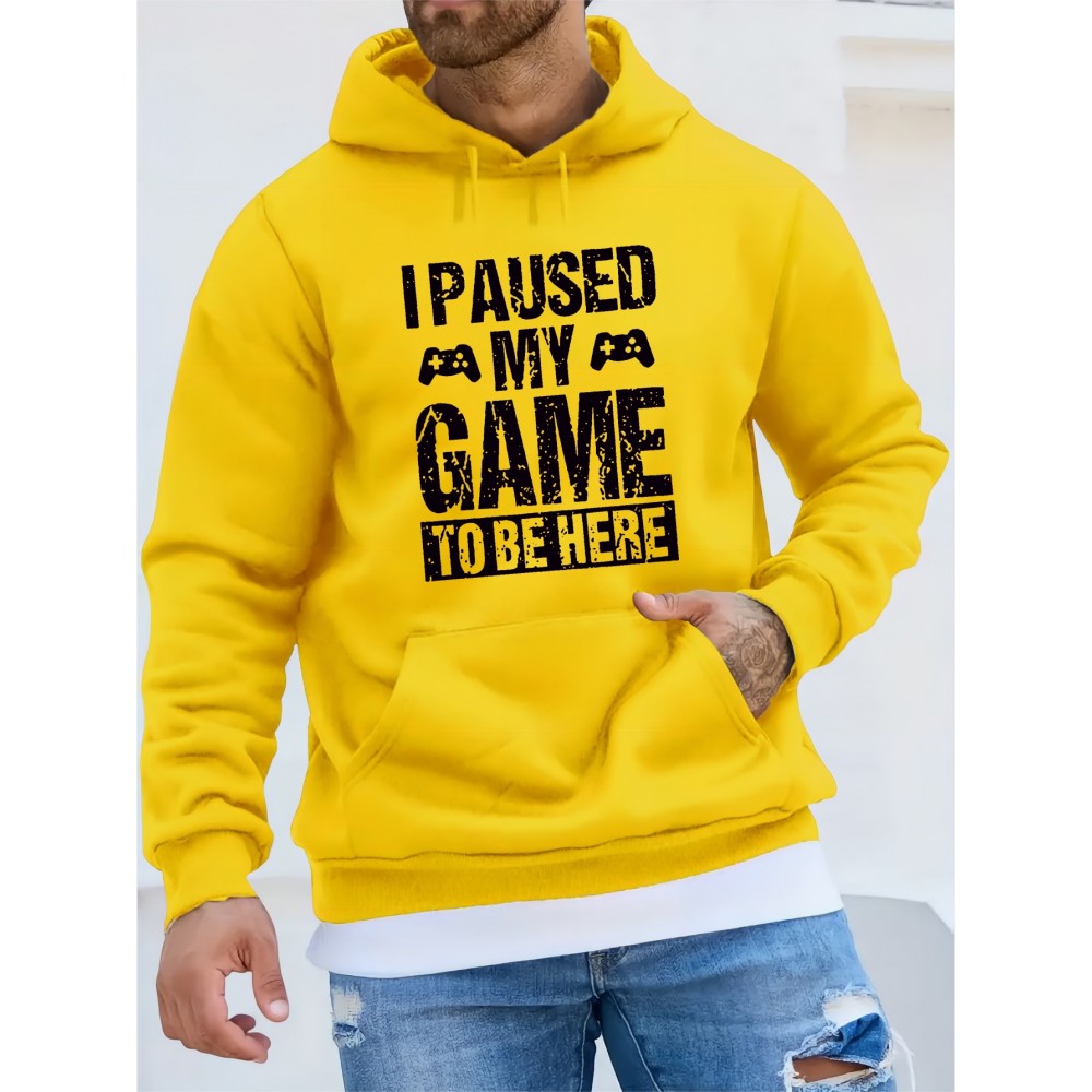 Funny I Paused My Game Print Hoodie, Cool Hoodies For Men, Men's Casual Graphic Design Pullover Hooded Sweatshirt With Kangaroo Pocket Streetwear For Winter Fall, As Gifts Funny I Paused My Game Print Hoodie, Cool Hoodies For Men, Men's Casual Graphic Design Pullover Hooded Sweatshirt With Kangaroo Pocket Streetwear For Winter Fall, As Gifts