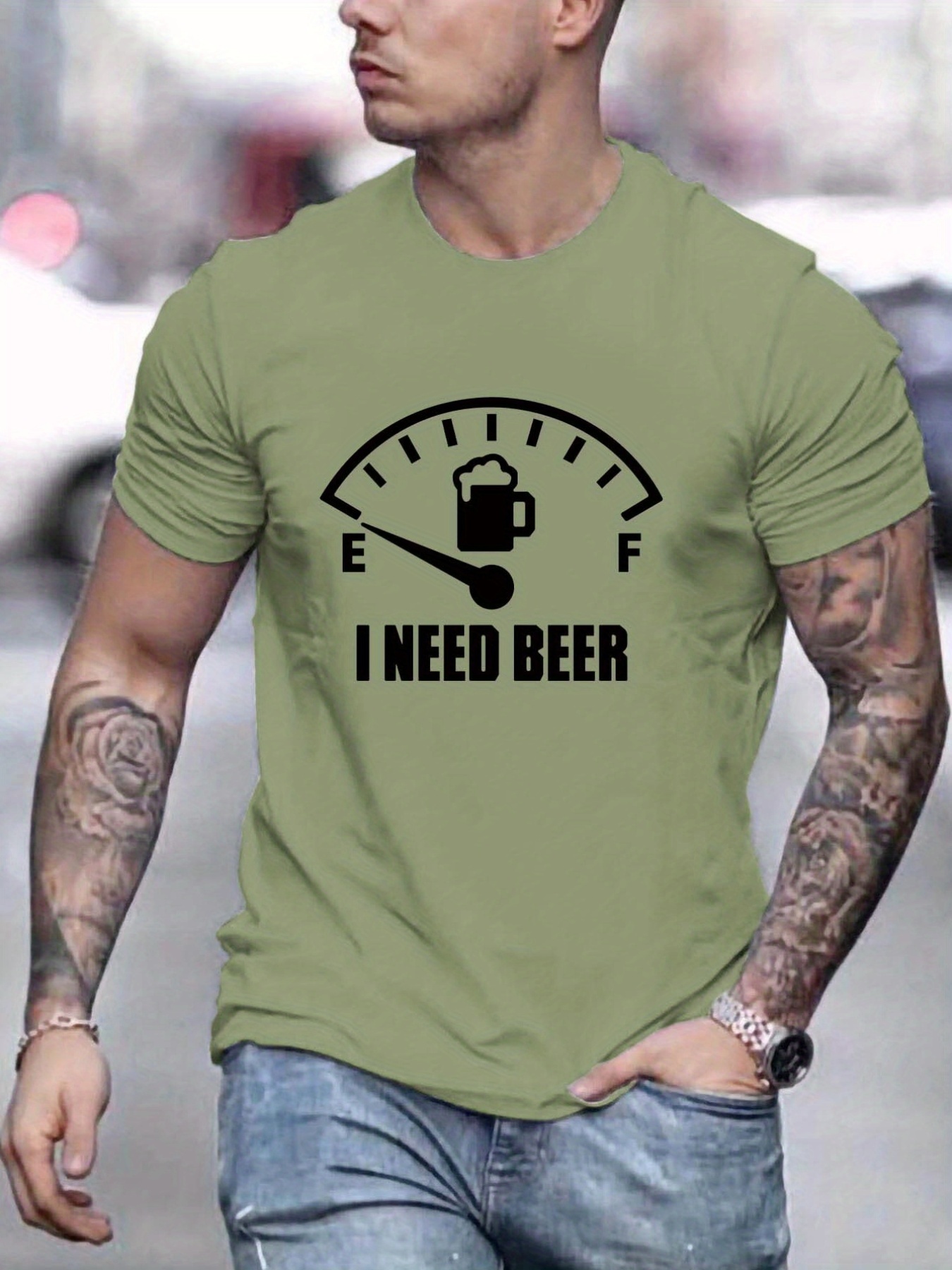 i need beer pattern print mens comfy t shirt graphic tee mens summer outdoor clothes mens clothing tops for men details 0