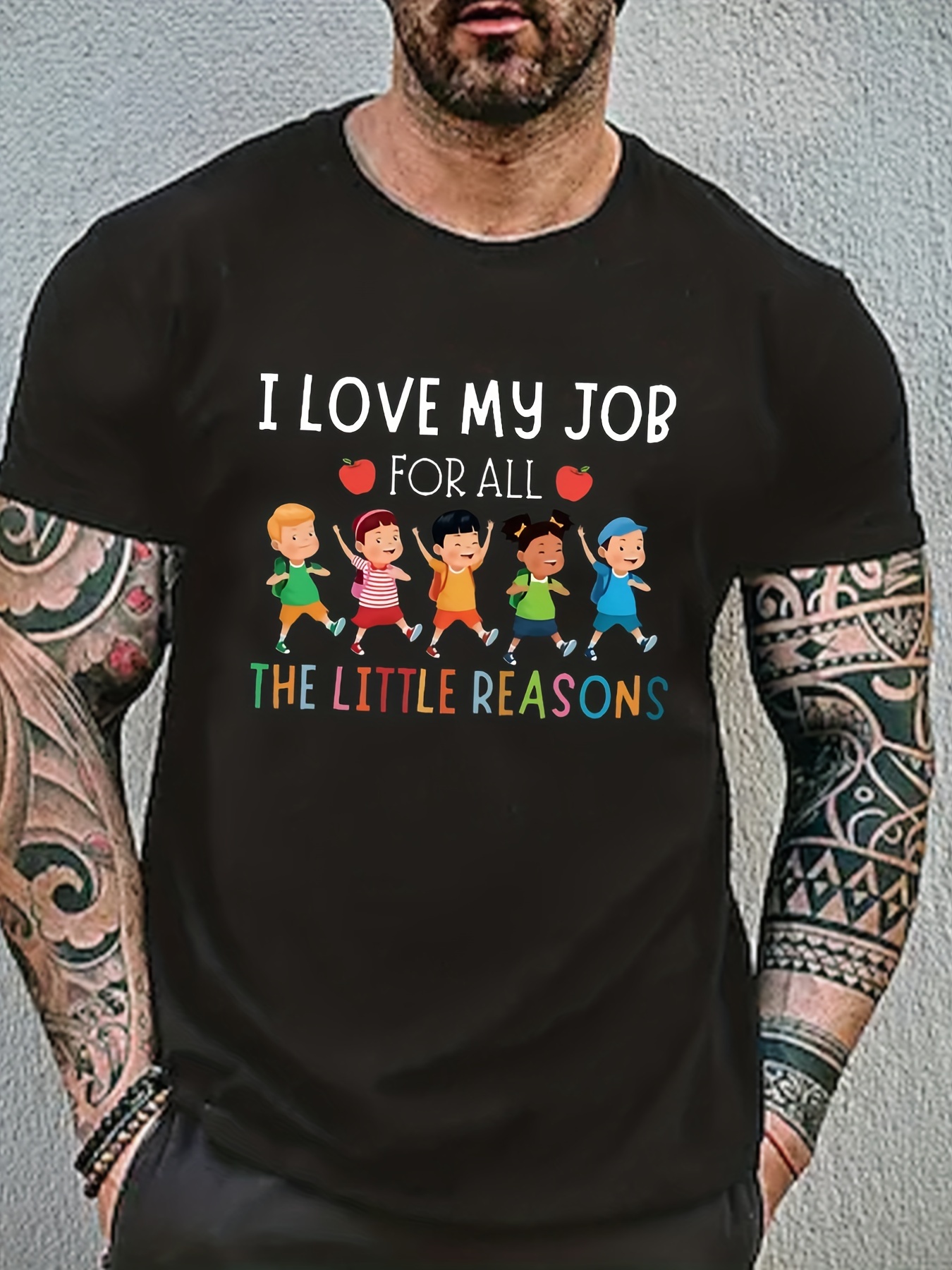 tees, tees for men funny love my job print t shirt casual short sleeve tshirt for summer spring fall tops as gifts details 13