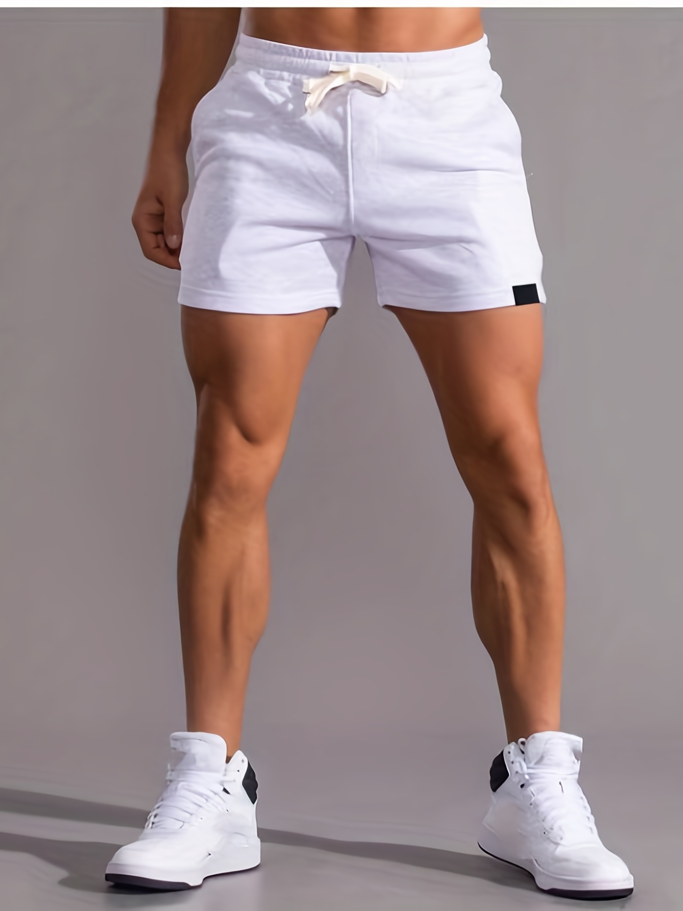 slim fit comfy active shorts mens casual slant pocket stretch waist drawstring shorts for summer basketball running details 5