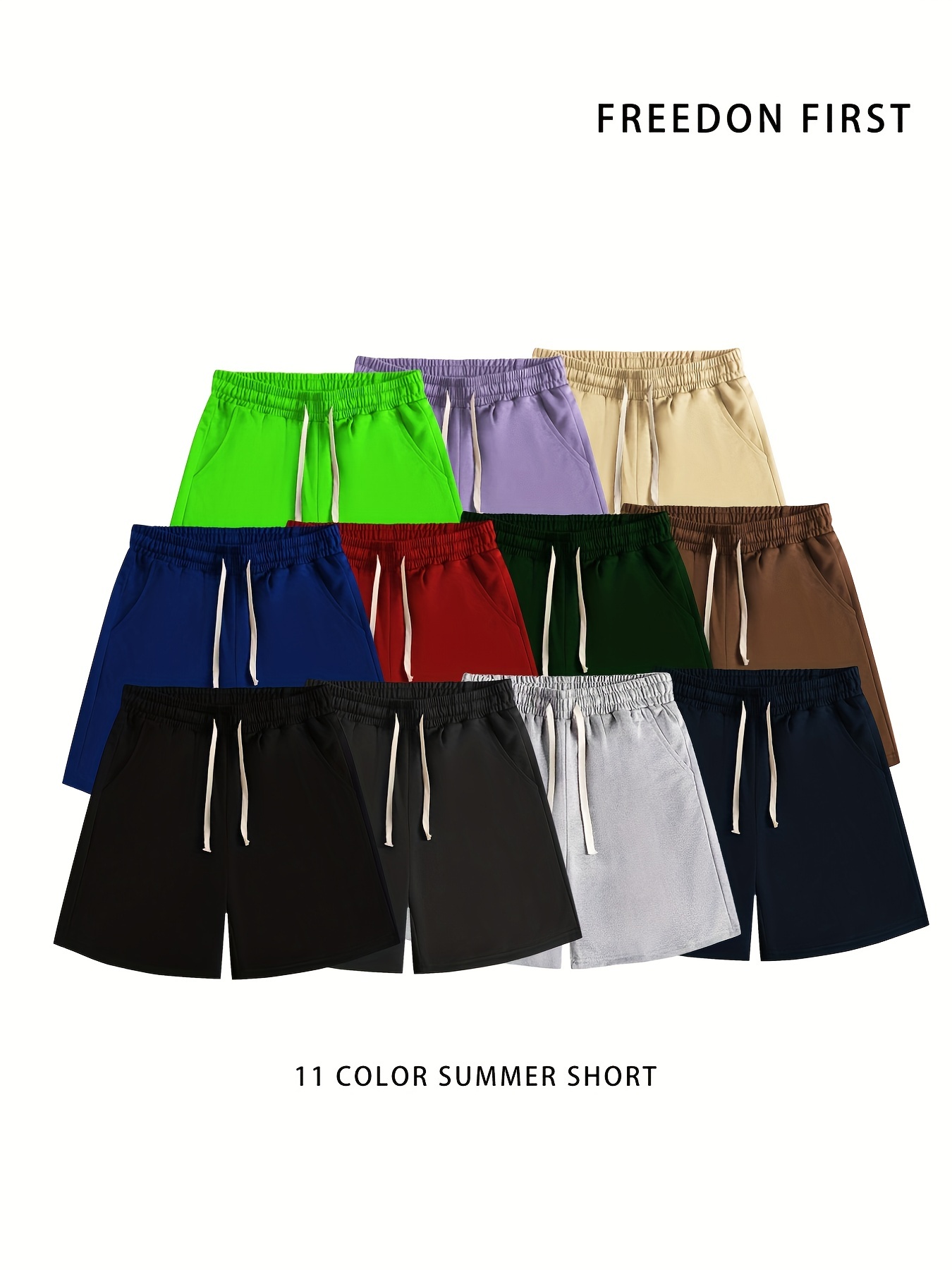 various color classic design comfy shorts mens casual solid color slightly stretch elastic waist drawstring shorts for summer details 1