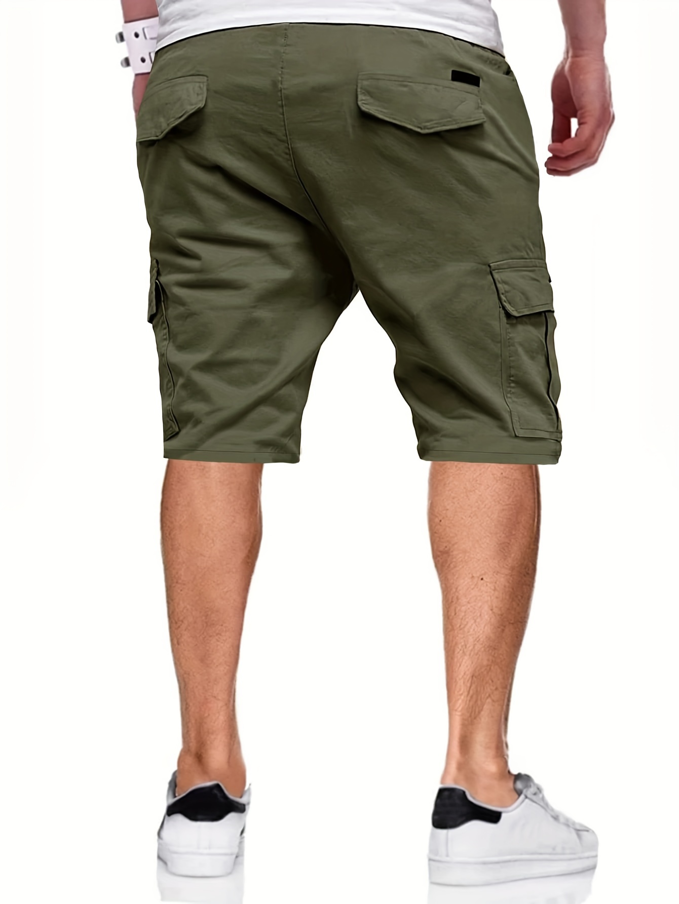 mens stylish loose solid cargo shorts with pockets active breathable comfy drawstring shorts for hiking jogging cycling outdoor fitness workout details 16