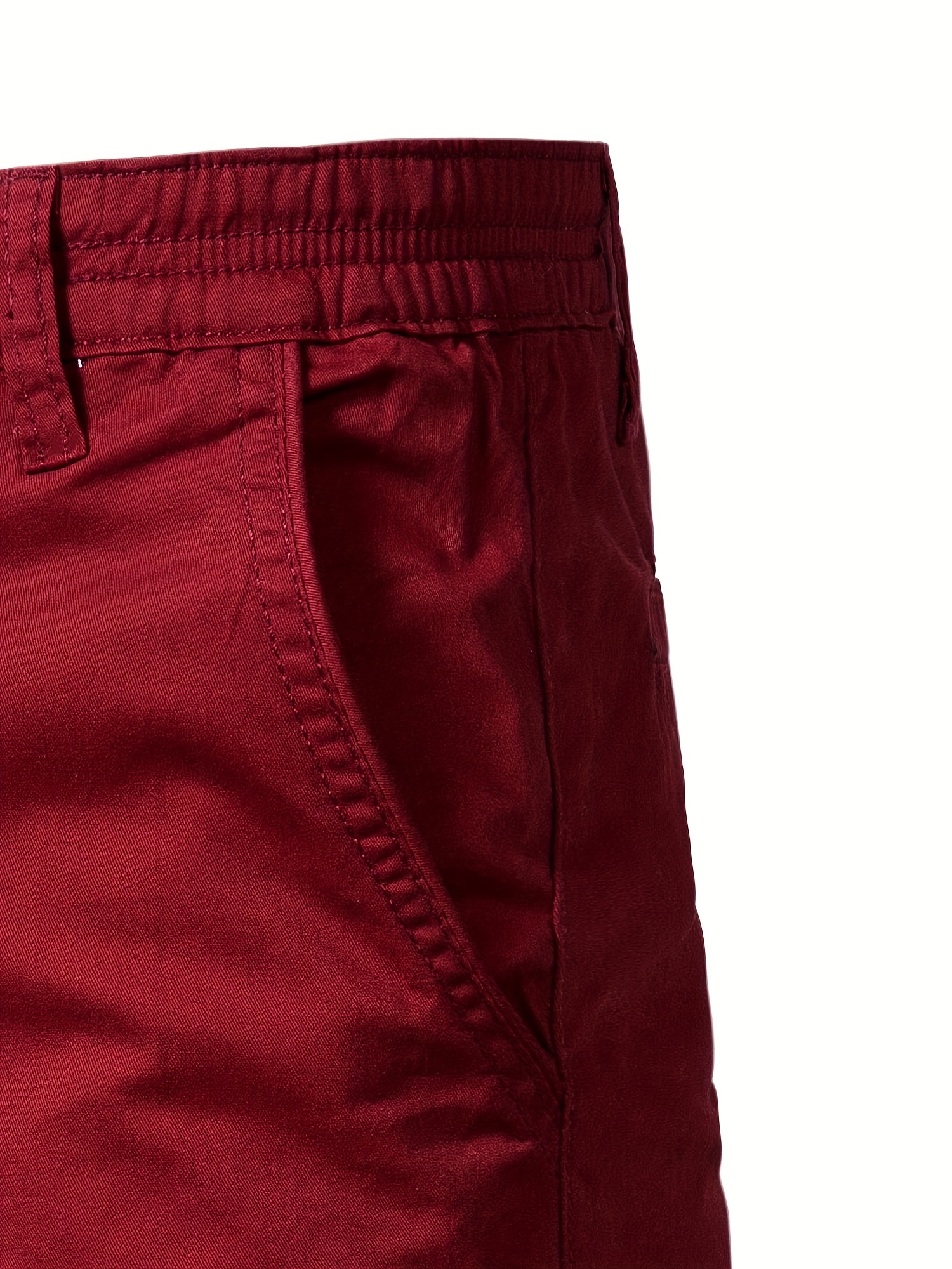 mens classic fit cotton twill flat front solid chino short with slant pockets and elastic waist details 8