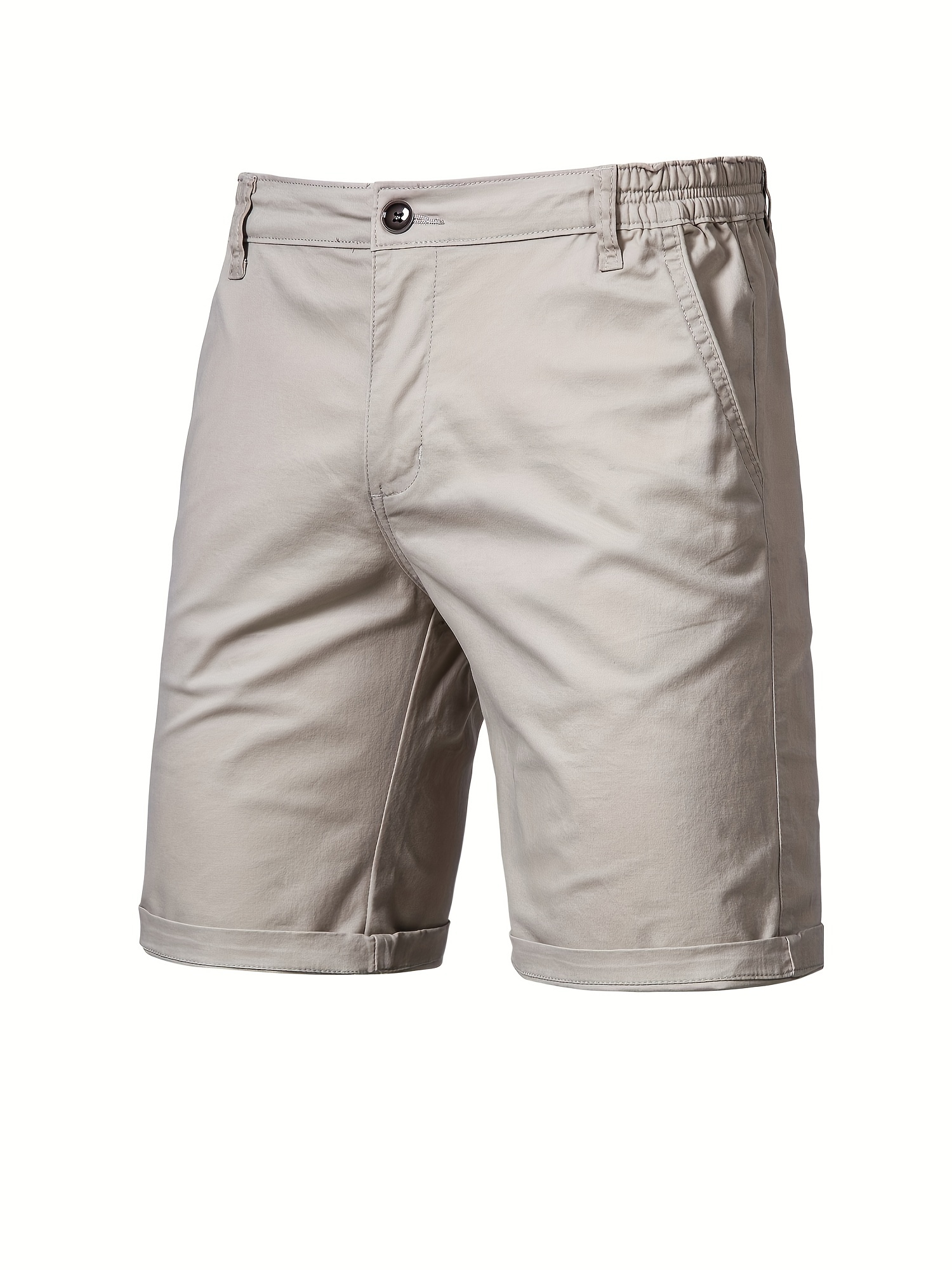 mens classic fit cotton twill flat front solid chino short with slant pockets and elastic waist details 35