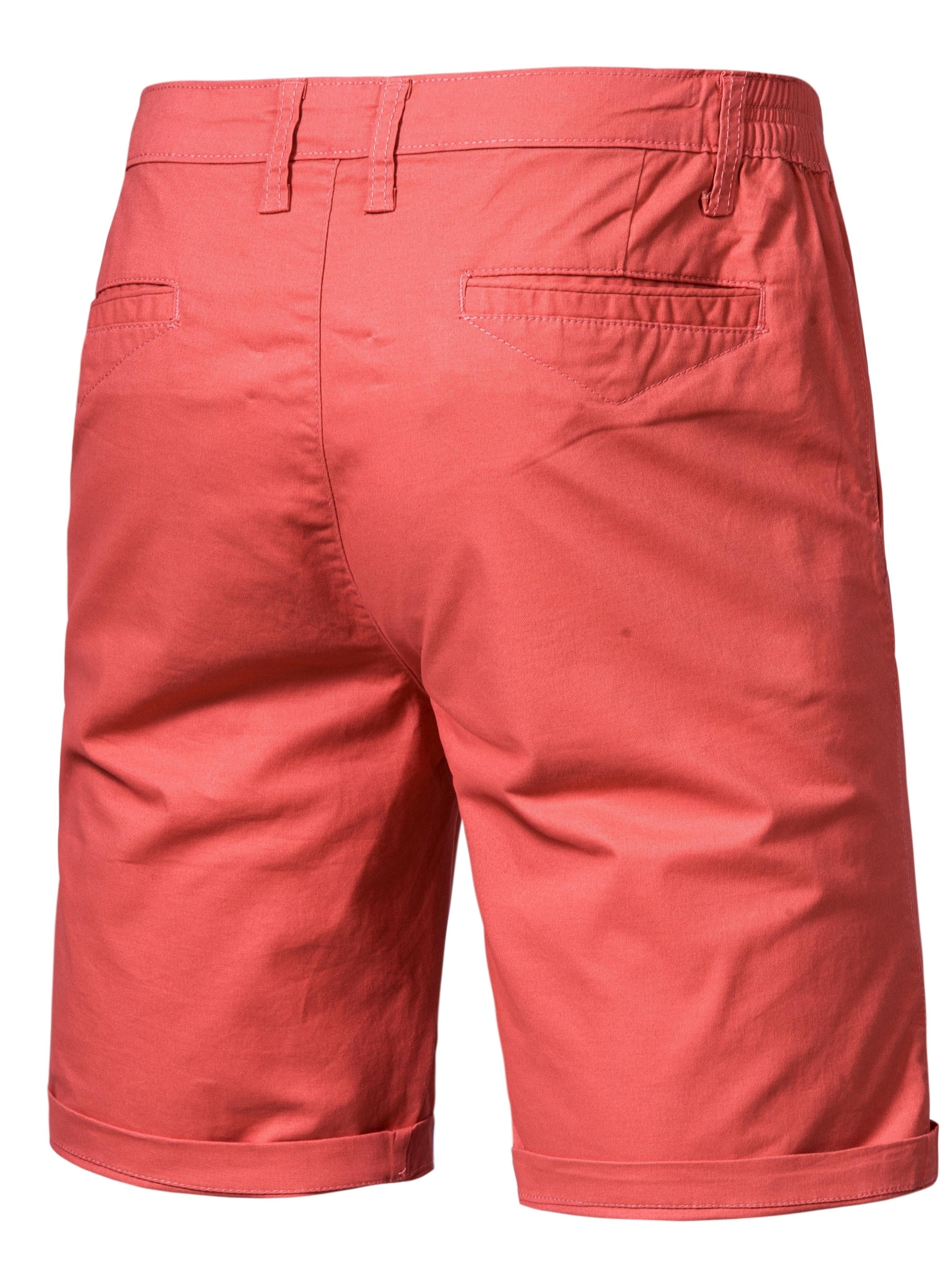 mens classic fit cotton twill flat front solid chino short with slant pockets and elastic waist details 40