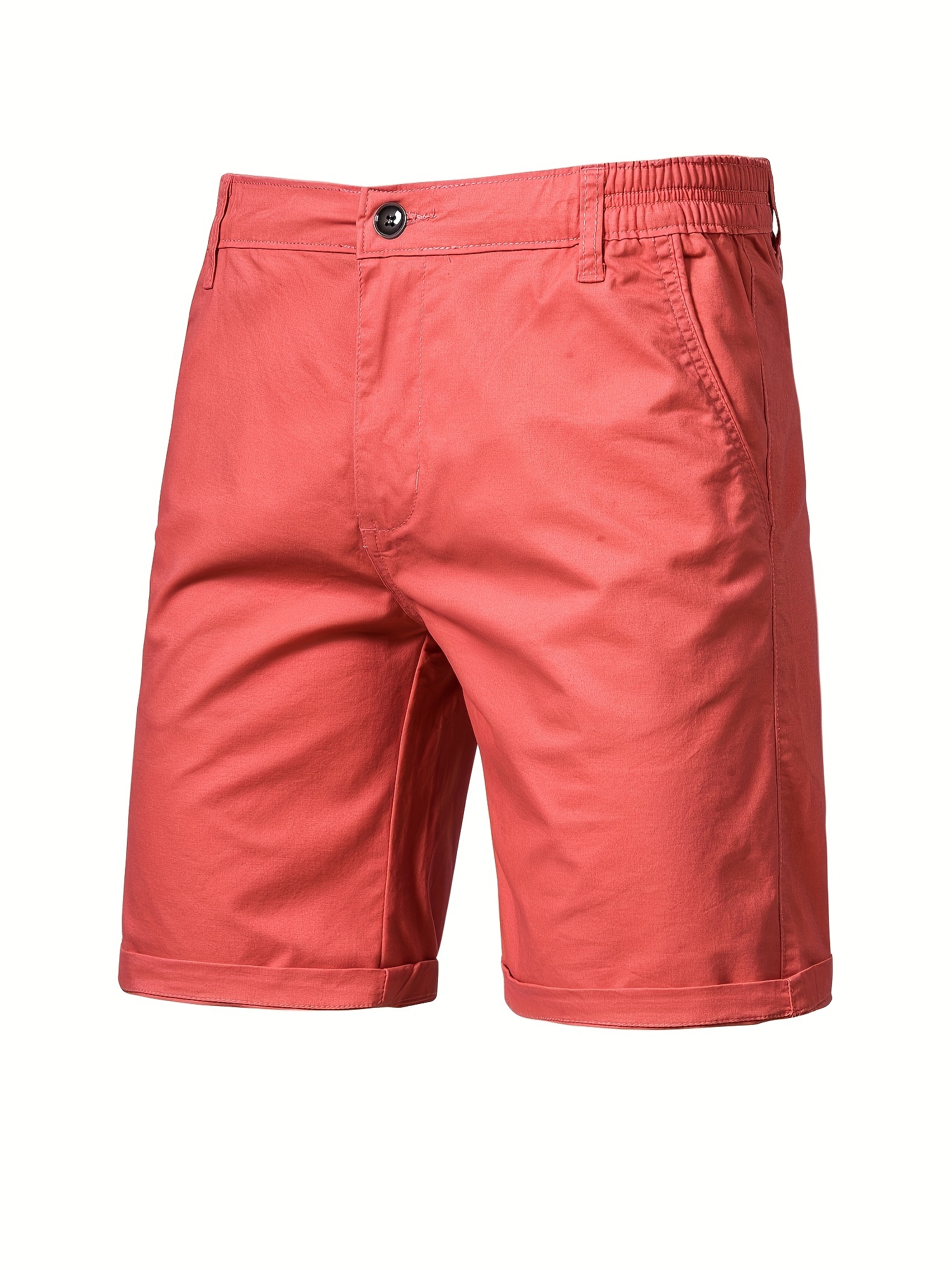 mens classic fit cotton twill flat front solid chino short with slant pockets and elastic waist details 41