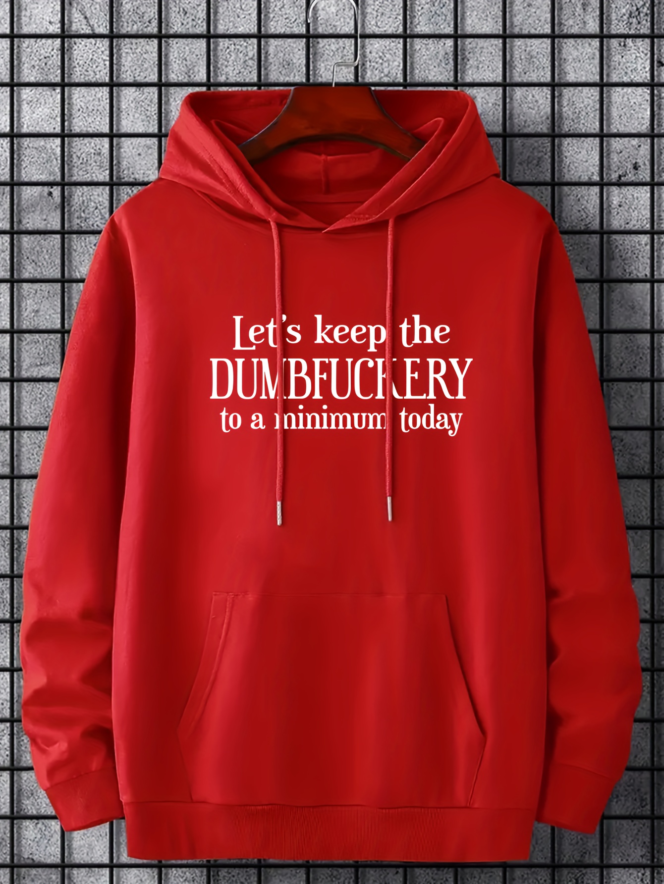 dumfuckery print hoodies for men graphic hoodie with kangaroo pocket comfy loose trendy hooded pullover mens clothing for autumn winter details 0