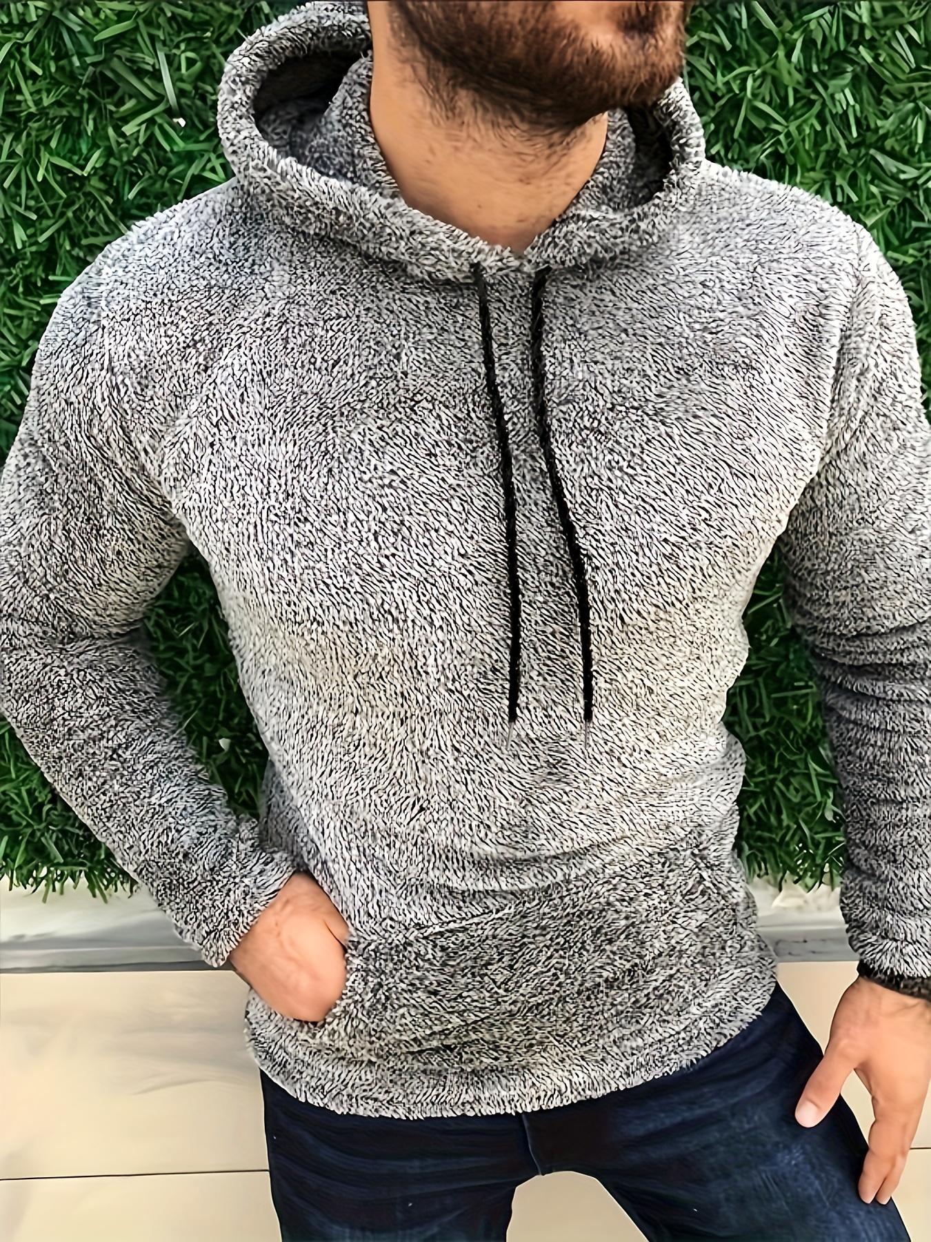 cool warm fluffy hoodies for men mens casual snuddie pullover hooded sweatshirt with kangaroo pocket streetwear for winter fall as gifts details 21