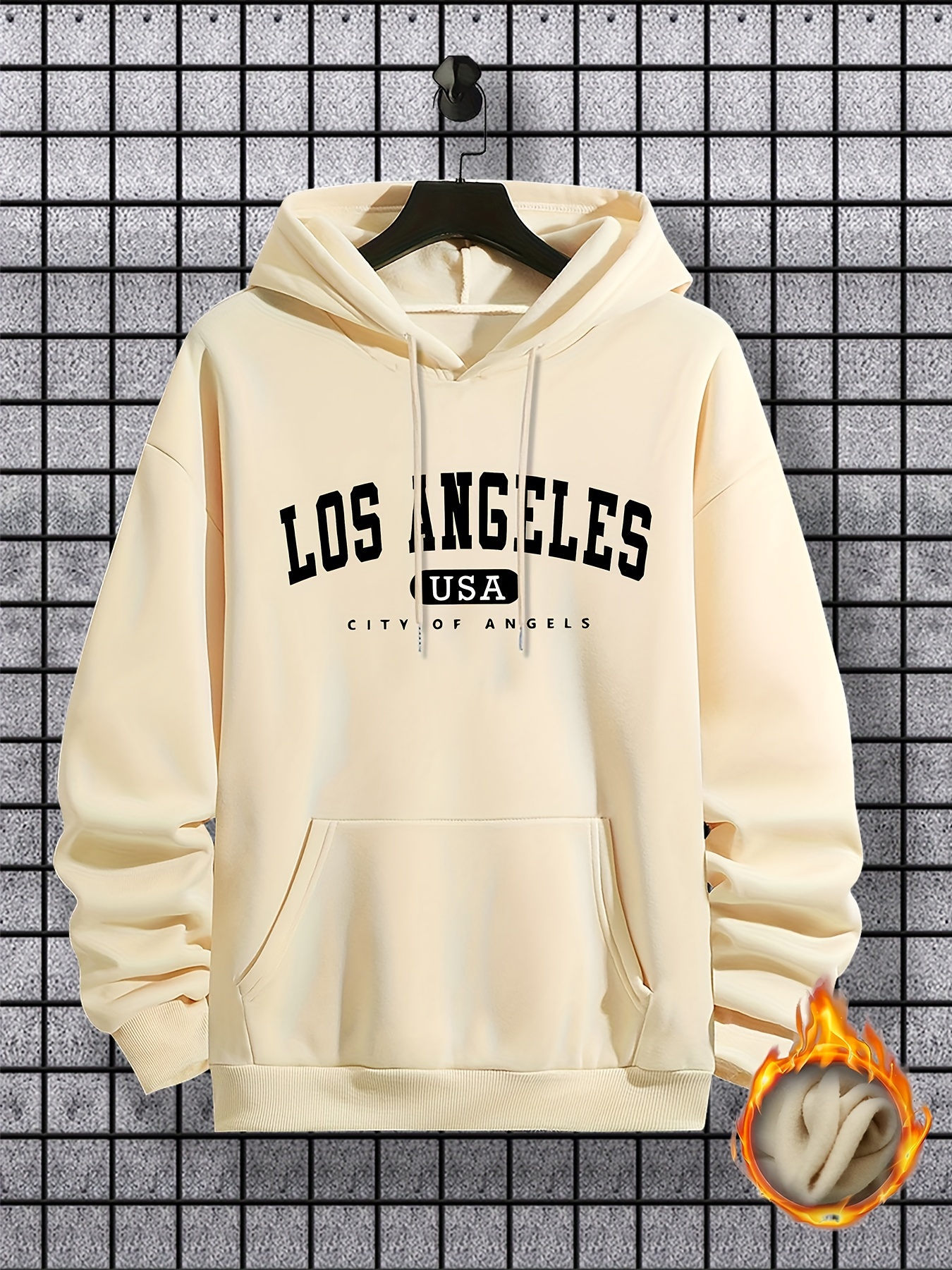 los angeles print hoodie cool hoodies for men mens casual graphic design pullover hooded sweatshirt with kangaroo pocket streetwear for winter fall as gifts details 0